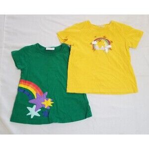 2 Hannah Anderson Girls Top T Shirt Sz 90-120 Organic Unicorn Rainbow Stars 3-4